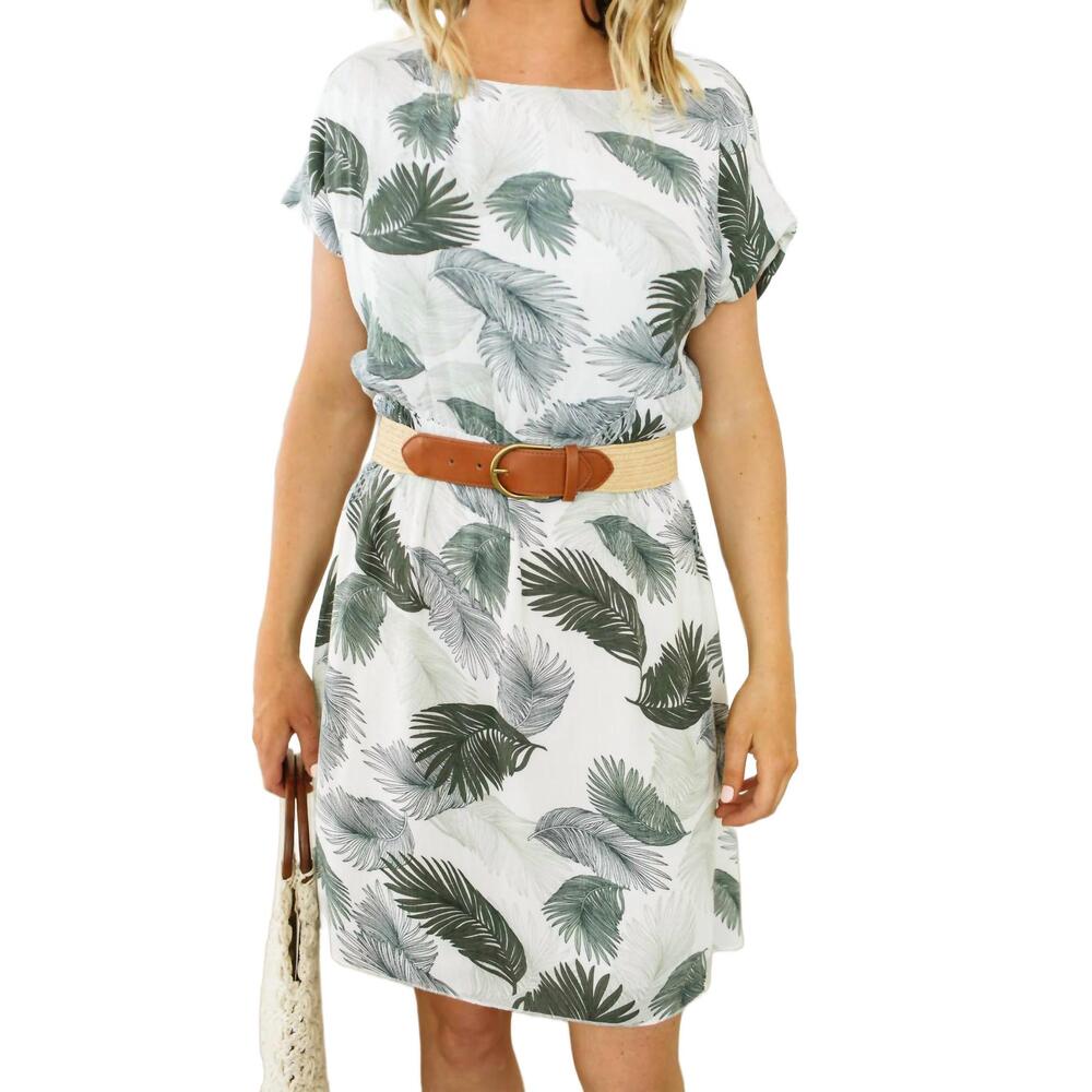 NEW PINK MARTINI giorgia palm dress in off white